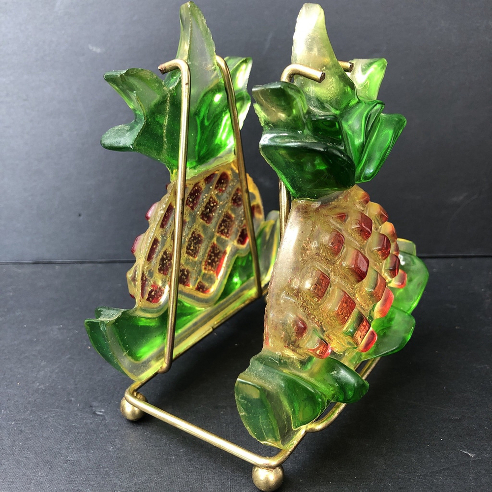 Vintage Pineapple Napkin Holder 5” Acrylic Resin / Lucite MCM Vibes Funky Fun X